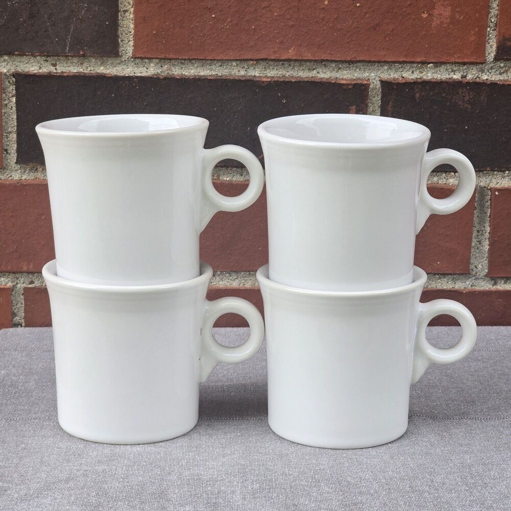 Fiesta wear Set of 4 White Coffee Cups Mugs Homer Laughlin Great Shape